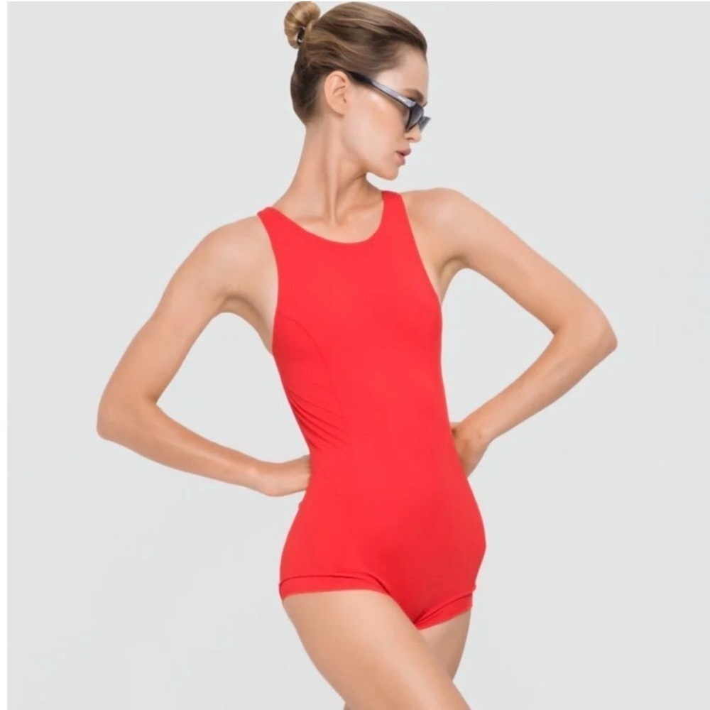 Makara Wear Ex-Libris One Piece Swimsuit Black Open-Back Size Large Women's - Picture 9 of 11